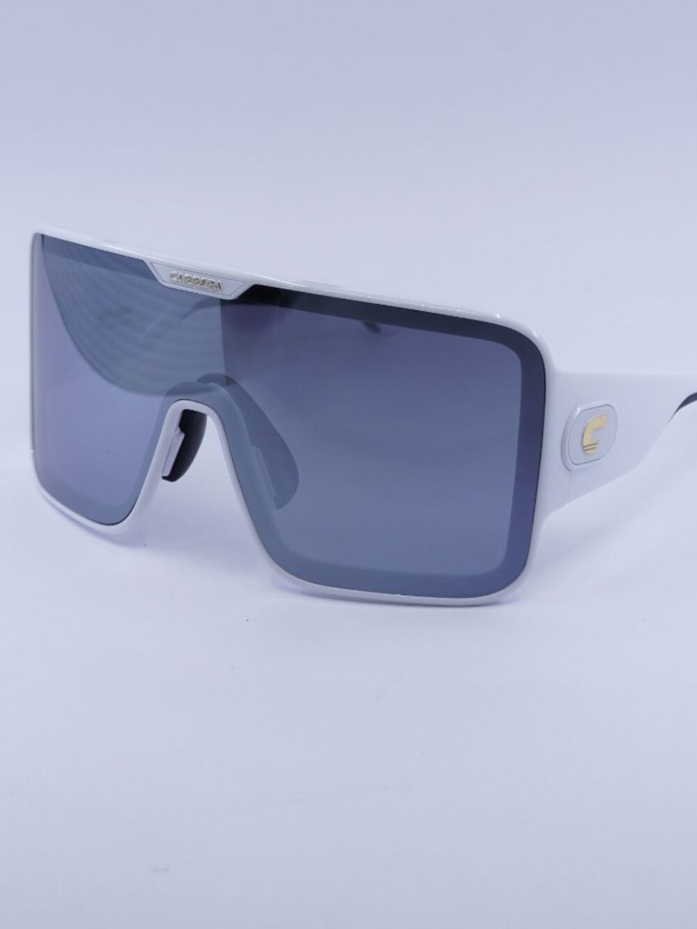 Carrera FLAGLAB 15 0VK6 T4 Sunglasses White Shield Frame, Silver Lenses